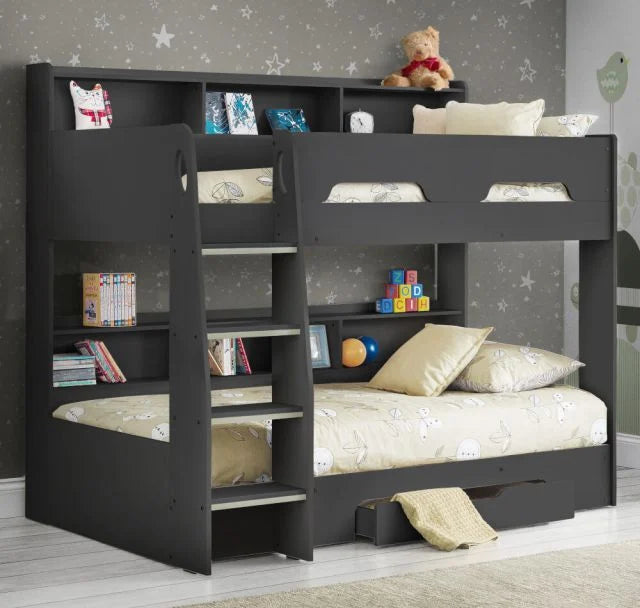 Orion Wooden Storage Bunk Bed Frame (Anthracite)