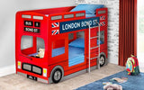 London Bus Wooden Kids Theme Bunk (Red)