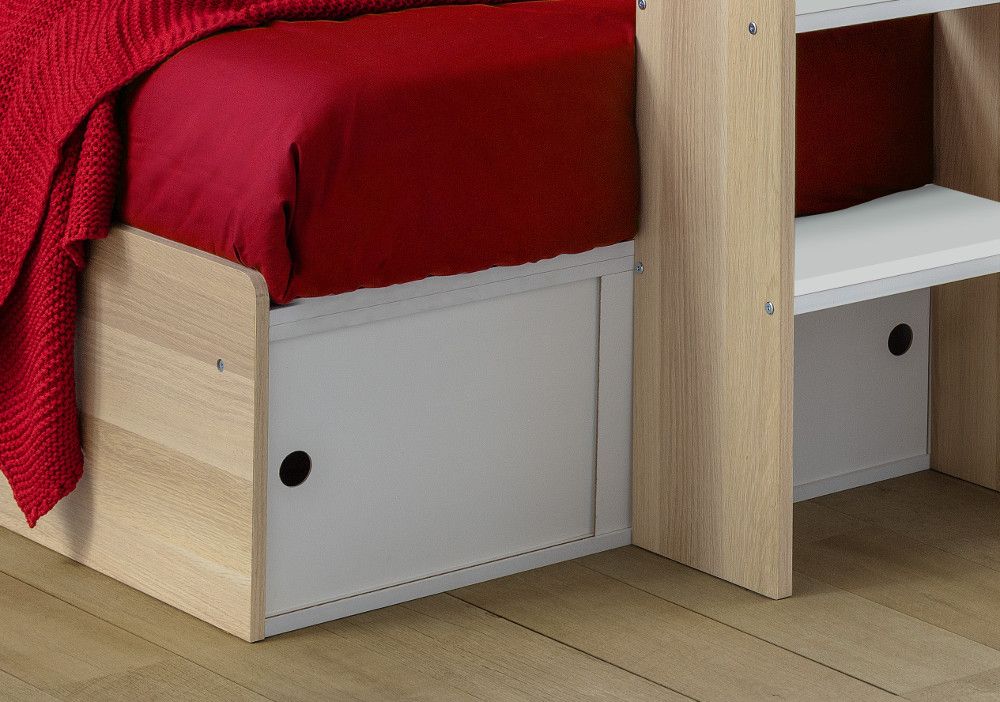 Eclipse 3ft Single Storage Bunk - White & Oak Finish